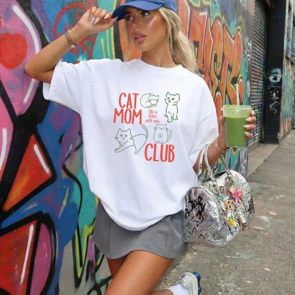 Funny Cat Mom Club T-shirt, Cat Lover Gift, Cat Mom Tee